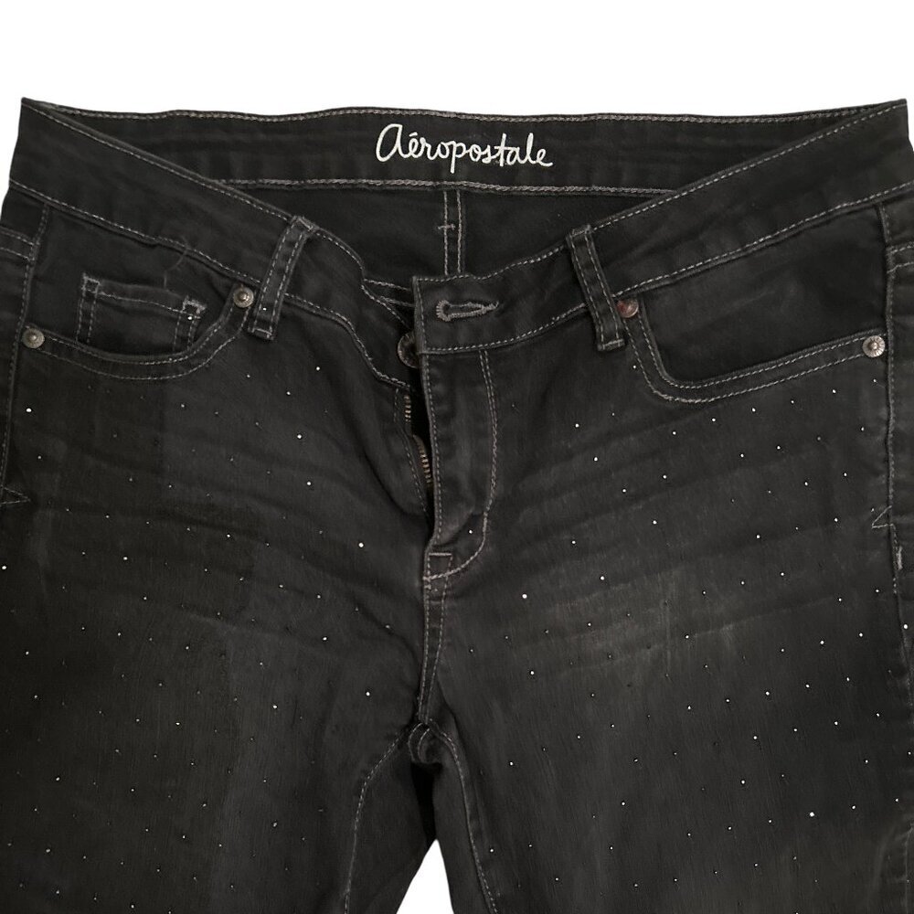 Vintage Aeropostale Women's Jeans Dark Wash with Diamond Accent Size 10